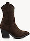 Braune Western Stiefeletten Wildleder mit Pelz Künstlermuster