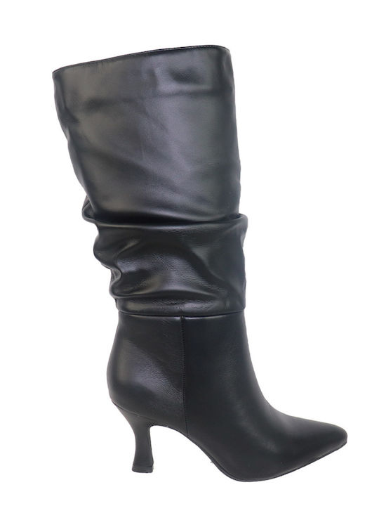 Synthetic Leather Medium Heel Women's Boots Black