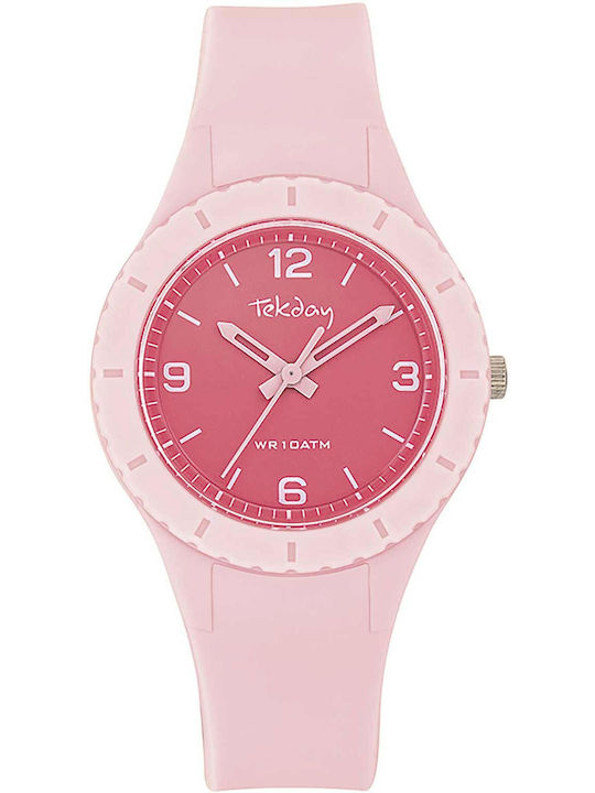 Tekday Strap Γυναικείο Ρολόι Μπαταρίας με Ροζ Κ...