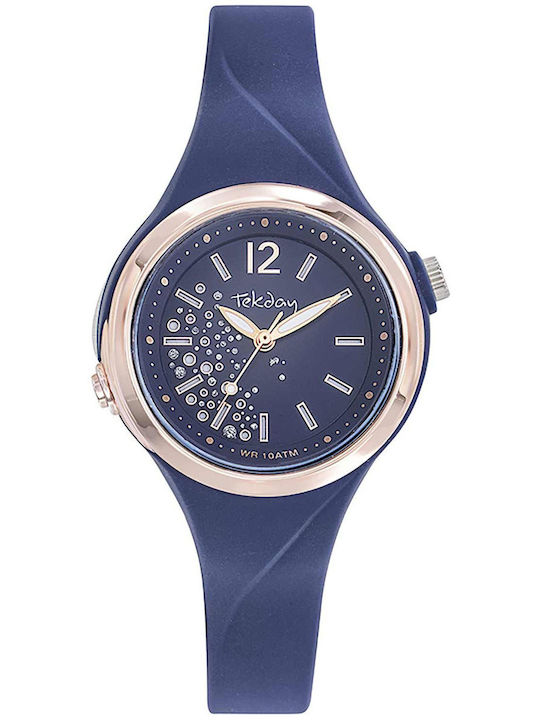 Tekday Strap Γυναικείο Ρολόι Μπαταρίας με Μπλε ...