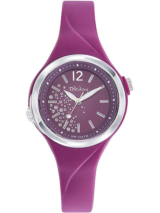 Tekday Strap Γυναικείο Ρολόι Μπαταρίας με Μωβ Κ...