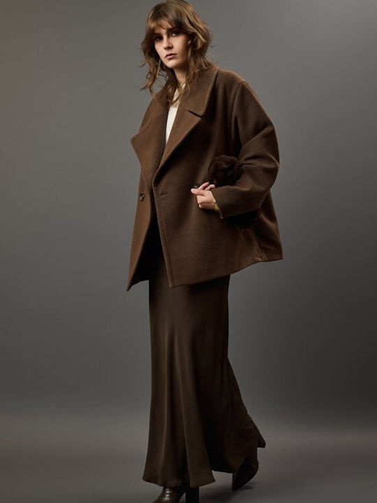 Γυναικείο Καφέ Παλτό Oversized