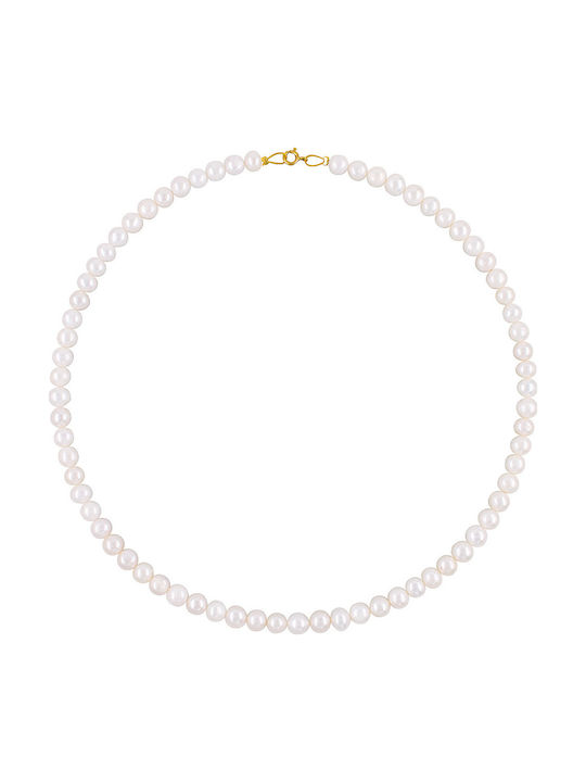 Necklace 14K Gold Clasp White Pearls 6-6.5 Millimeters F126764