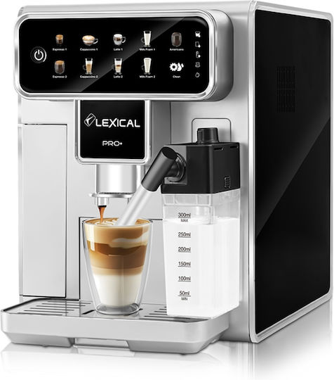 Lexical Αυτόματη Μηχανή Espresso 1300W Πίεσης 15bar για Cappuccino με Μύλο Άλεσης Καφέ LEM-0690