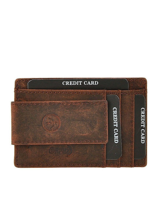 Daston Leather Men's Wallet Cards with RFID Tabac Brown