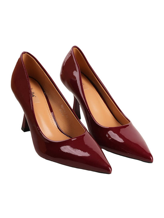 Patent Leather Stiletto Burgundy High Heels