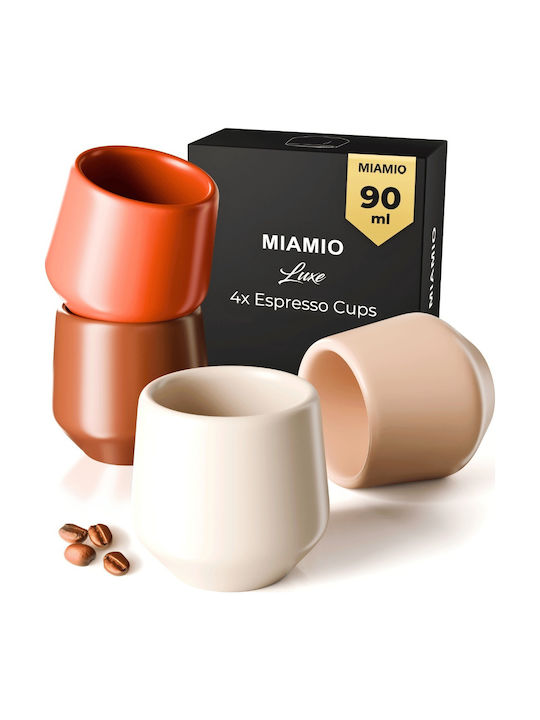 Miamio Σετ Φλιτζάνια Espresso Κεραμικά Μπεζ 90ml 4τμχ