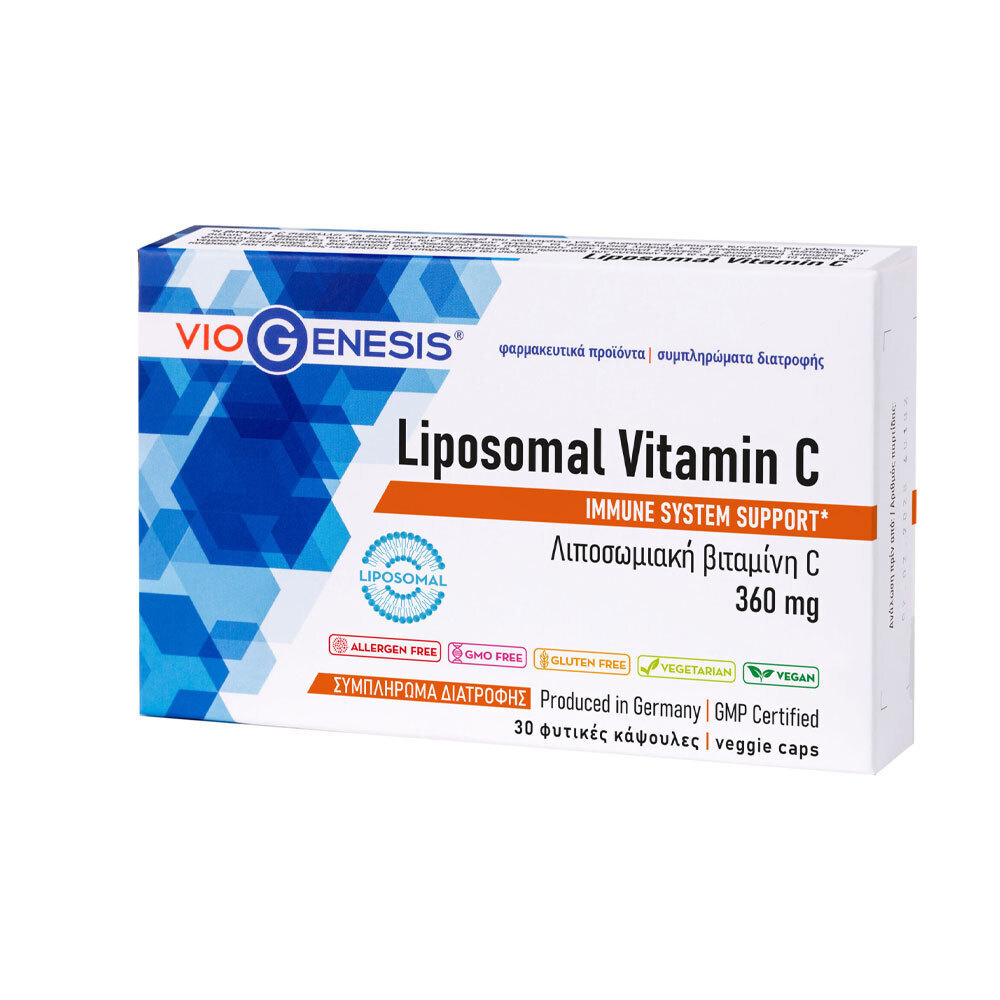 Viogenesis Liposomal Vitamin C Βιταμίνη για Ενίσχυση του Ανοσοποιητικού, τo Δέρμα & Αντιοξειδωτική δράση 360mg 30 κάψουλες