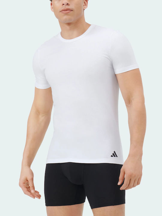 Active Flex Cotton Tricouri de Corp pentru Bărbați cu Mâneca Scurtă Alb 2 Pack