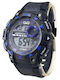 Q&Q Digital Herrenuhr 54mm Batterie mit Schwarz Kautschukarmband