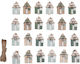 Set 24 Wooden Clothespins Houses Numbers Advent Calendar Cord