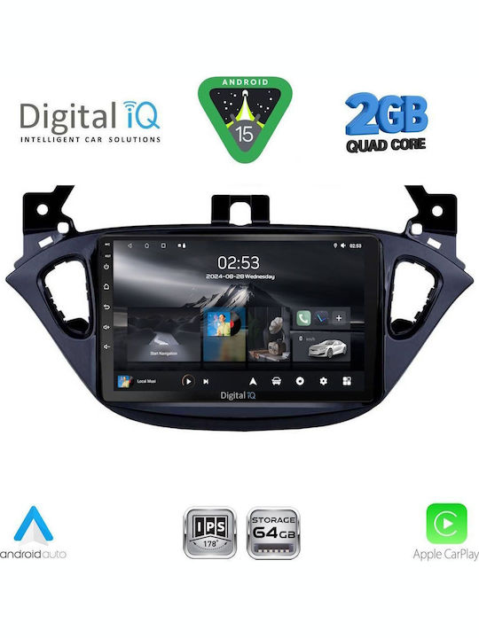 Digital IQ Car Audio System for Opel Adam / Corsa 2014-2021 (Bluetooth/USB/WiFi/GPS/Apple-Carplay/Android-Auto) with Touch Screen 9"