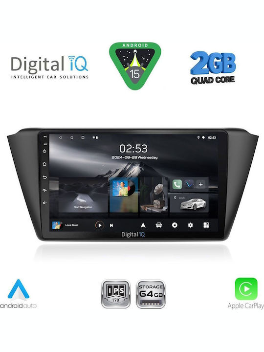 Digital IQ Car Audio System for Skoda Fabia 2015-2022 (Bluetooth/USB/WiFi/GPS/Apple-Carplay/Android-Auto) with Touch Screen 9"