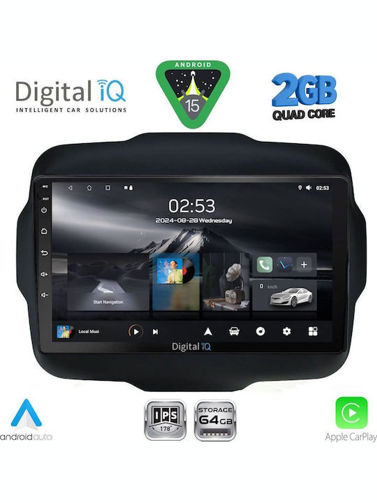Digital IQ Car Audio System for Jeep Renegade 2014 (Bluetooth/USB/WiFi/GPS/Apple-Carplay/Android-Auto) with Touch Screen 9"