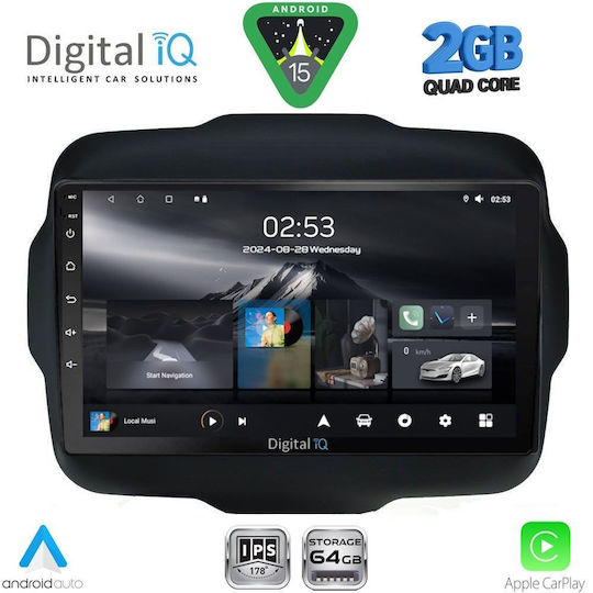 Digital IQ Ηχοσύστημα Αυτοκινήτου για Jeep Renegade 2014 (Bluetooth/USB/WiFi/GPS/Apple-Carplay/Android-Auto) με Οθόνη Αφής 9"