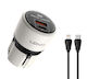 Ldnio Mobile Phone Charger Without Cable with USB-A Port and USB-C Port and USB-C - Lightning Cable 30W Power Delivery Gray