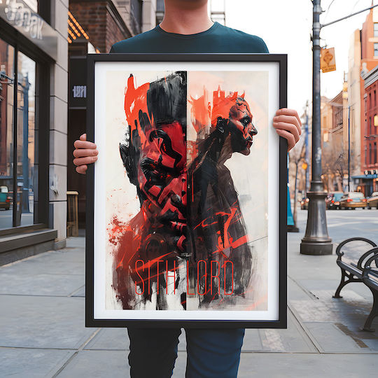 Poster Star Wars Darth Maul Mv305 21cm x 30cm Weißer Kunststoffrahmen