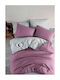 Majoli Bahar Set Husă de Pilotă Bumbac Dublă cu 2 Fețe de Pernă & 1 Cearsaf 200x220 London Violet
