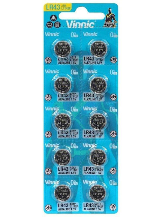 Vinnic Алкални Батерии За часовници LR43 1.5V 10бр