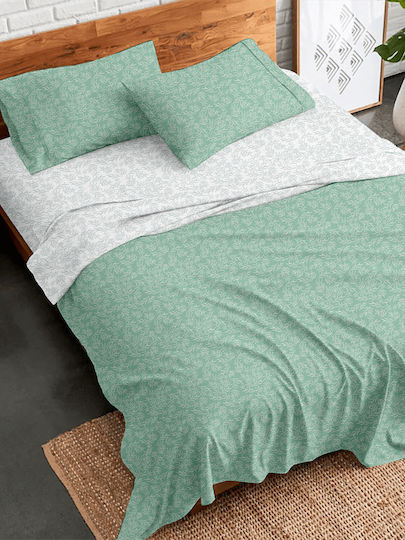 Palatex Sheet Sets Double Flannel 200x260cm. Stepp Botanic Green-beige 4pcs