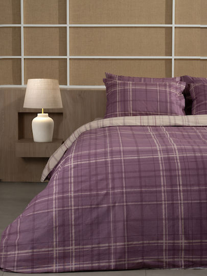 Palatex Stepp Σετ Σεντόνια Μονά Φανελένια 160x260εκ. Beluga Mauve-beige (3τμχ)