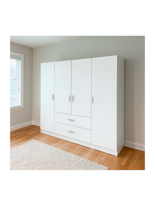 Vier Türen Kleiderschrank Royal White 200x58x177cm