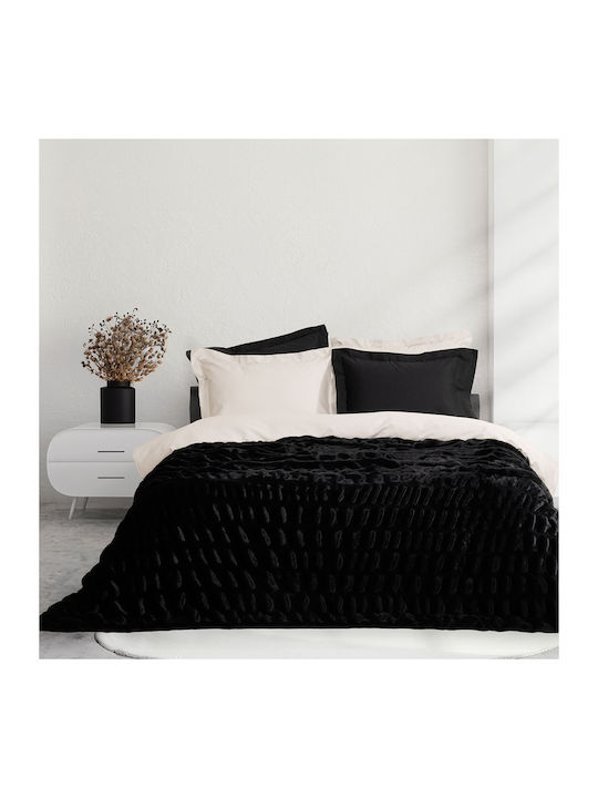 Nima Mossy Furry Blanket Double 220x240cm Mossy Black