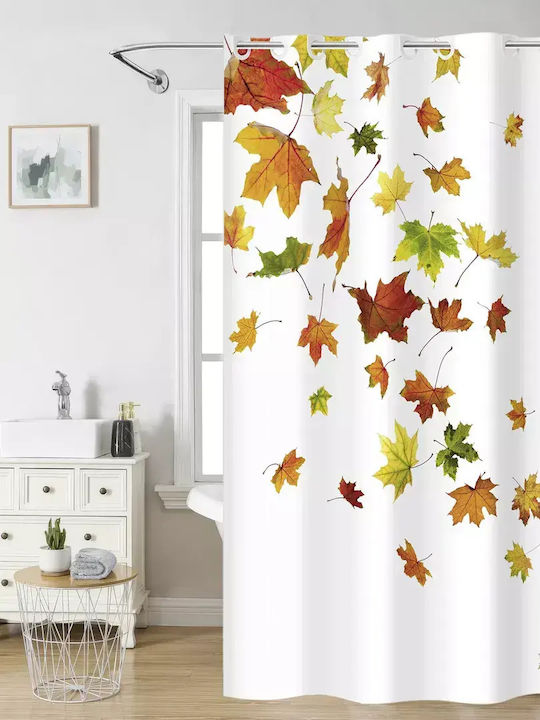 Nima Sylma Shower Curtain Fabric 180x200cm White, Terracotta
