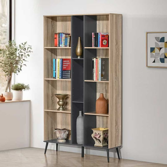 Bücherregal Zezan Sonoma-Anthrazit / Sonoma-Anthrazit 114cm / 114x30cm / 30x200.5cm / 200.5cm