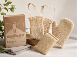 Maison Bath Sponge Spa Big Pack 1 Soft & 2 Hard Beige Σφουγγάρια Απολέπισης 3 Τμχ