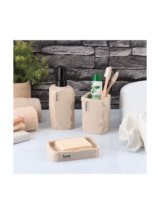 Eurocasa Eurocasa Plastic Beige Bathroom Accessory Set 3 Pieces