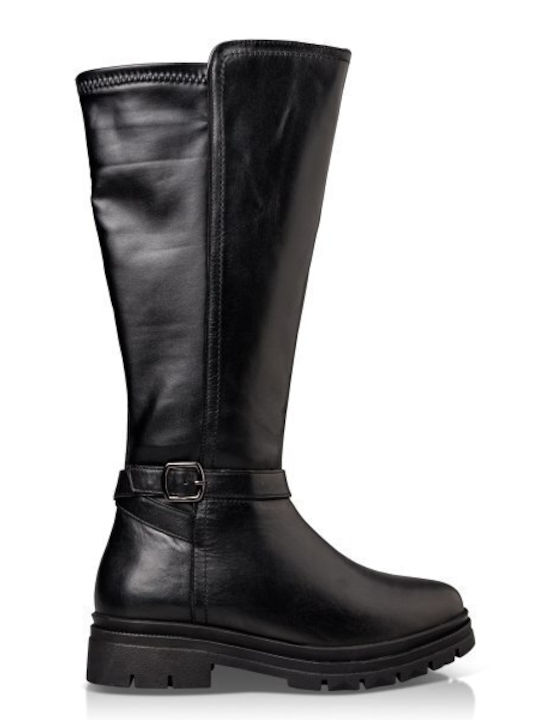 Knee-high Δερμάτινες Γυναικείες Μπότες Ιππασίας Μαύρες