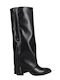 Synthetic Leather High Heel Women's Boots with Zipper Black