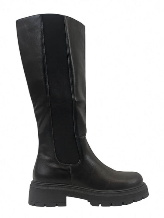 Damenstiefel mit Gummizug Schwarz