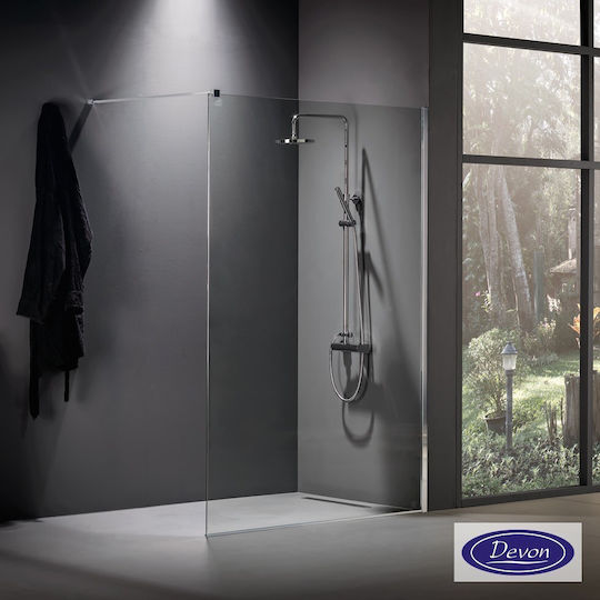 Devon Iwis Walk-in Διαχωριστικό Ντουζιέρας με Συρόμενη Πόρτα 37-39x200cm Clean Glass Chrome