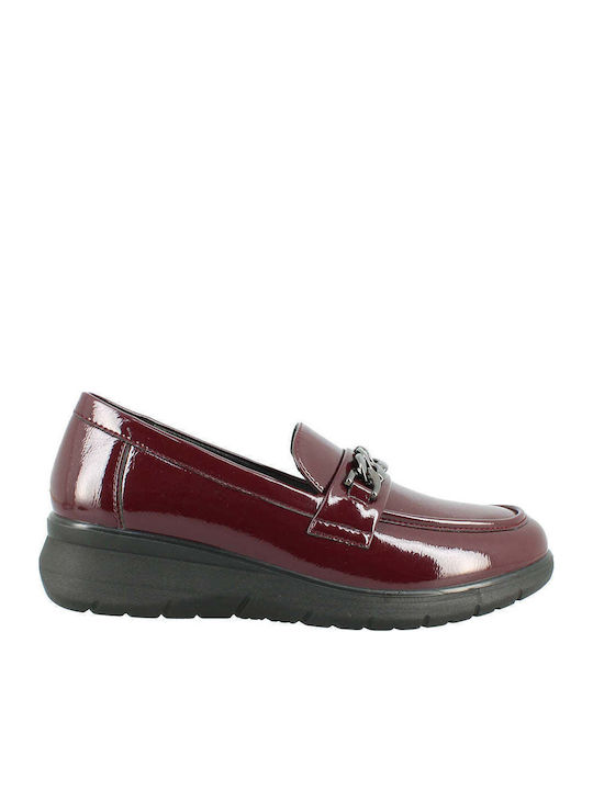 Antrin Patent Leather Women's Loafers in Burgun...