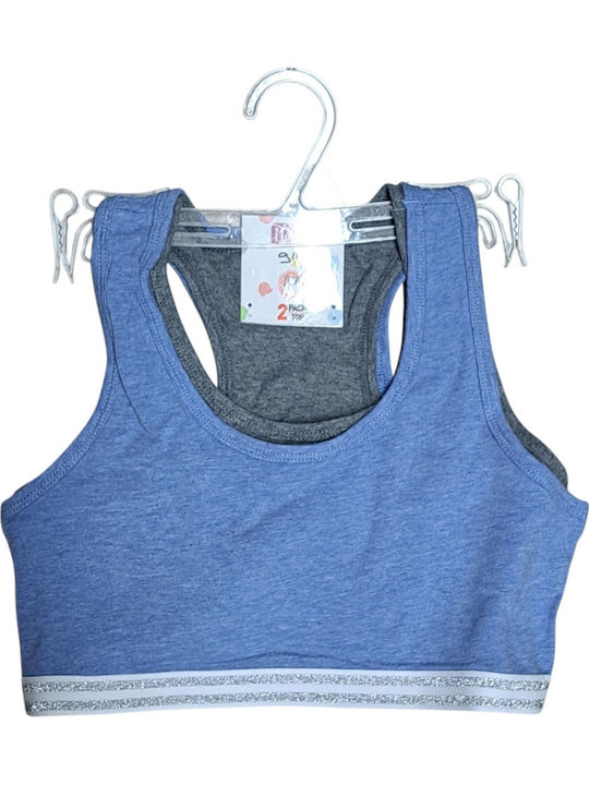 IDER Set of Kids' Bralettes Anthracite, Denim 2pcs