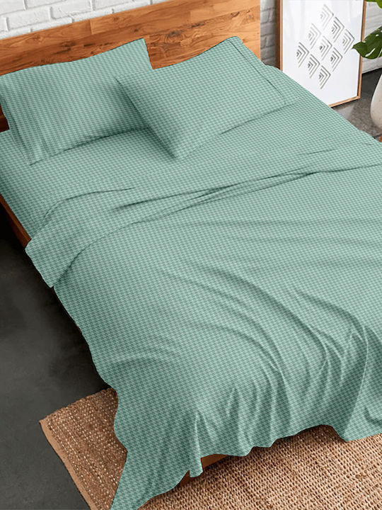 Palatex Set Cearșafuri Dublu Flanel cu Elastic 150x205+30cm. Aqua 4buc