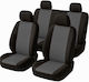 Set Universal De Huse Scaune Auto 7 Piese Bumbac Poliester Spumă 2 Scaune Față Bancă Spate În 4 Piese 4 Tetieră Gri Negru