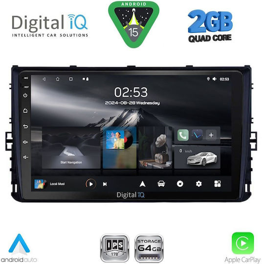 Digital IQ Car Audio System for Volkswagen Polo / T-Roc / T-Cross 2017 (Bluetooth/USB/WiFi/GPS/Apple-Carplay/Android-Auto) with Touch Screen 9"