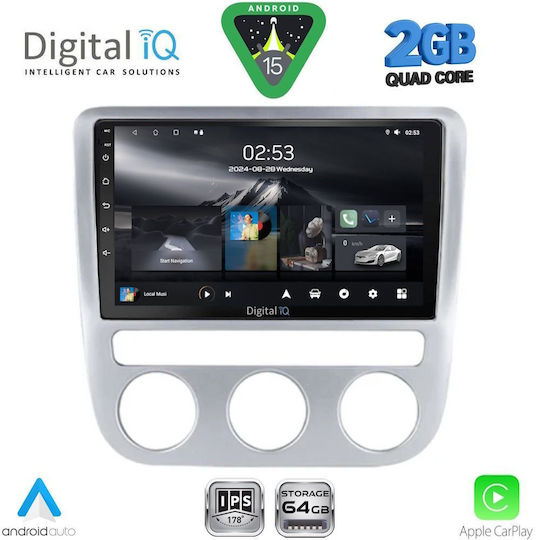 Digital IQ Car Audio System for Volkswagen Eos / Scirocco 2006 with Clima (Bluetooth/USB/WiFi/GPS/Apple-Carplay/Android-Auto) with Touch Screen 9"
