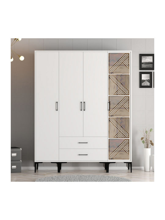 Dulap Patru Uși Stp Alb Alb 160x47x201cm