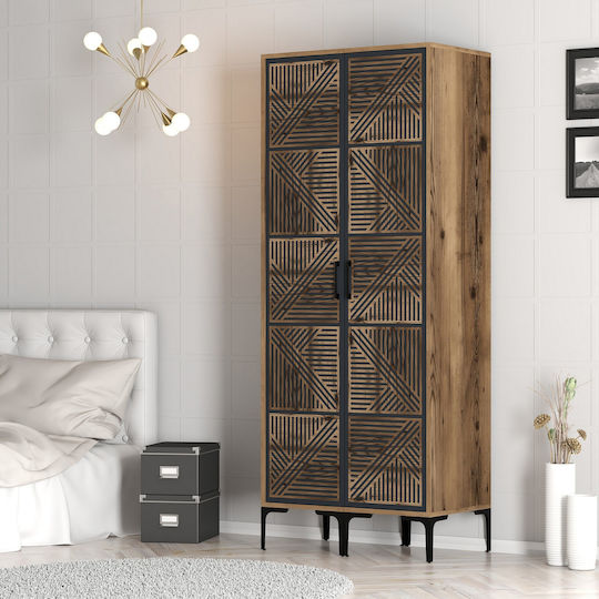 SteweHome Kleiderschrank Doppeltür Pp Lidya Anthrazit 80x47x210cm