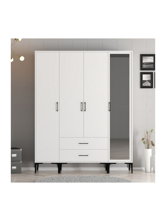 Dulap Patru Uși Str Alb Alb 160x47x201cm