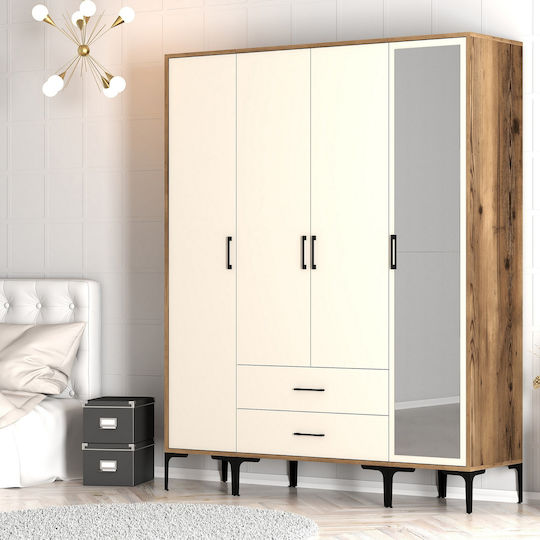SteweHome Kleiderschrank Vier Türen Lidya Beige 160x47x201cm