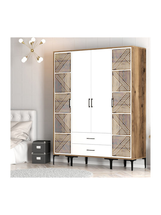 Wardrobe Four Door Ptp Lidya White 160x47x201cm