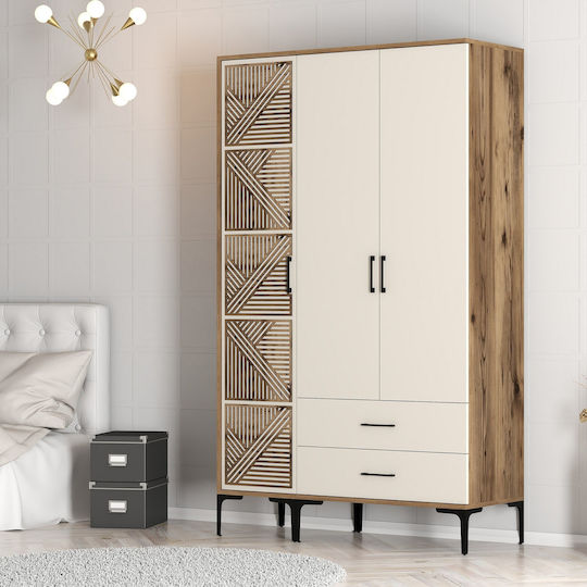 Kleiderschrank Drei Türen Pt Lidya Beige 120x47x201cm