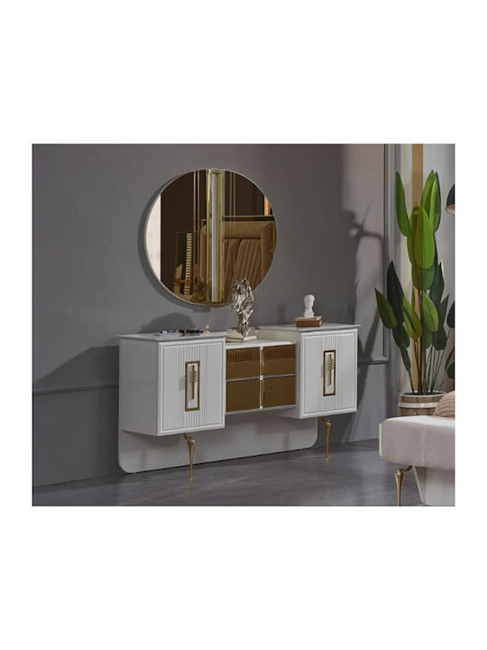 Lux White Dressing Cabinet with Mirror 134×42×47cm