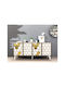 Sideboard made of Wood & Metal with Mirror STE-001269-V2314 White 150x40x79cm