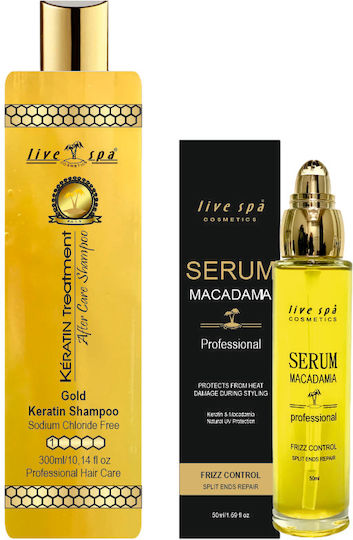 Live Spa Cosmetics Gold Keratin-Set mit Shampoo und Serum 2Stück
